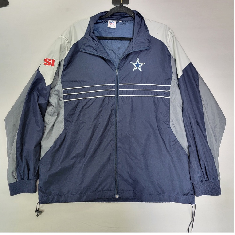NFL Dallas Cowboys Windbreaker Mens Large Full Zip Sports Illustrated Arm Patch